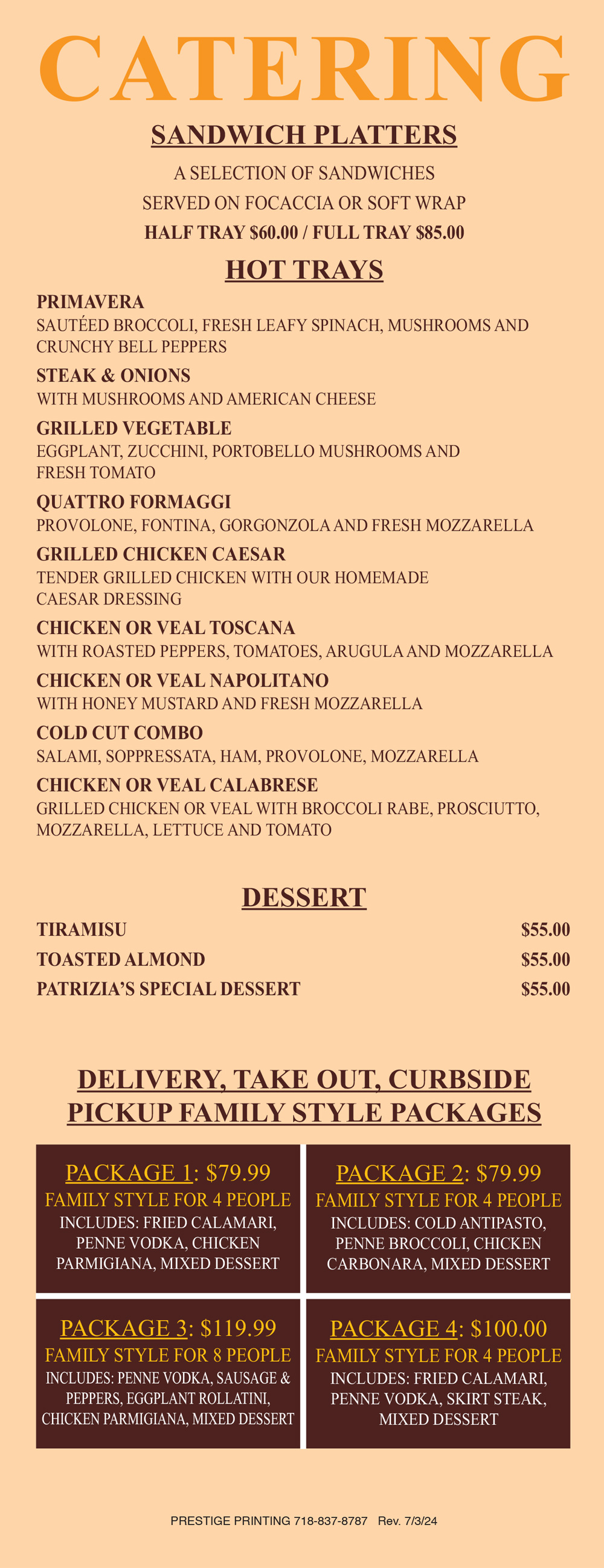 Our Catering Menu